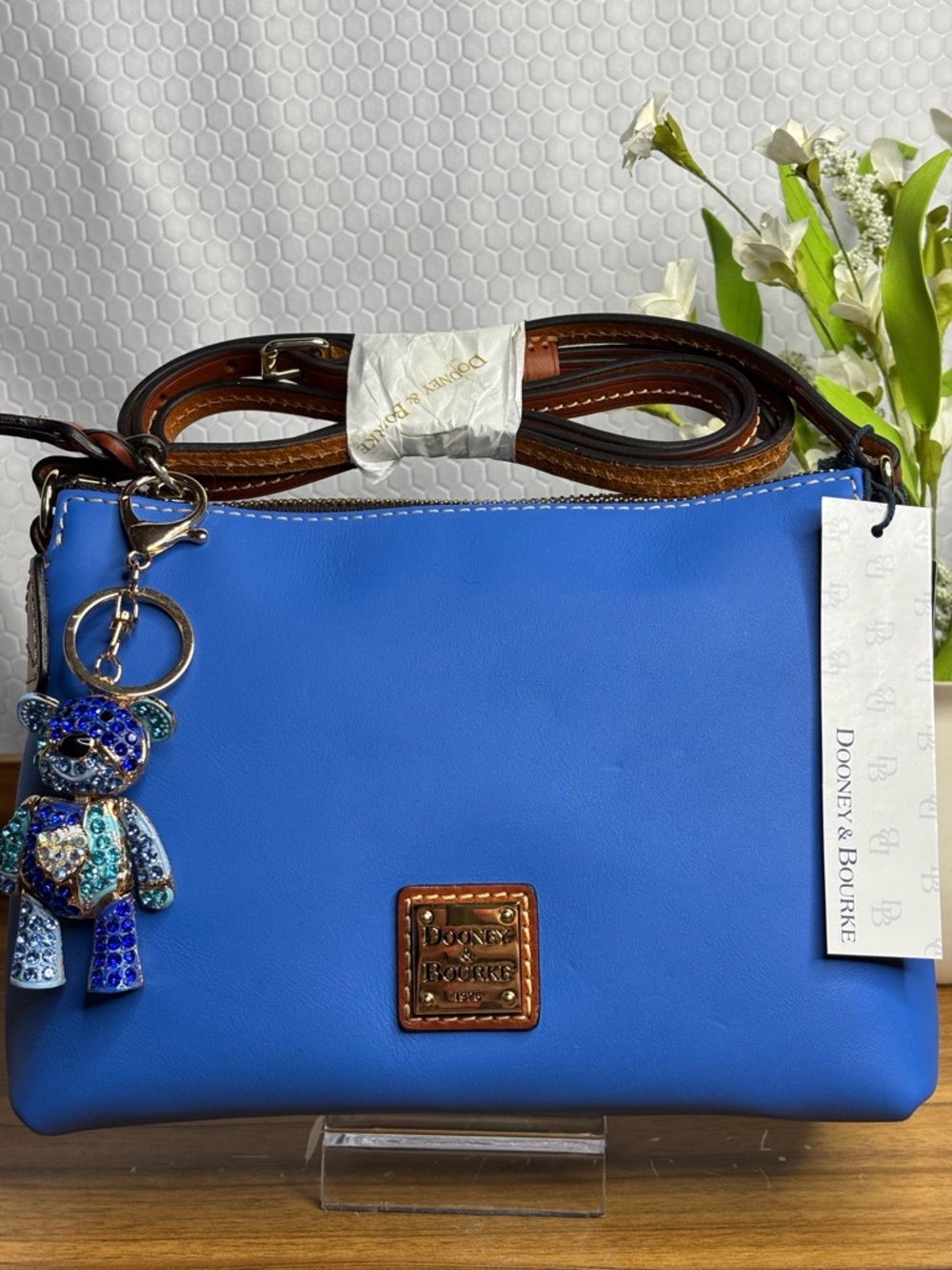Dooney & Bourke Bright Blue Refined Soft Leather Crossbody  & Charm NWT